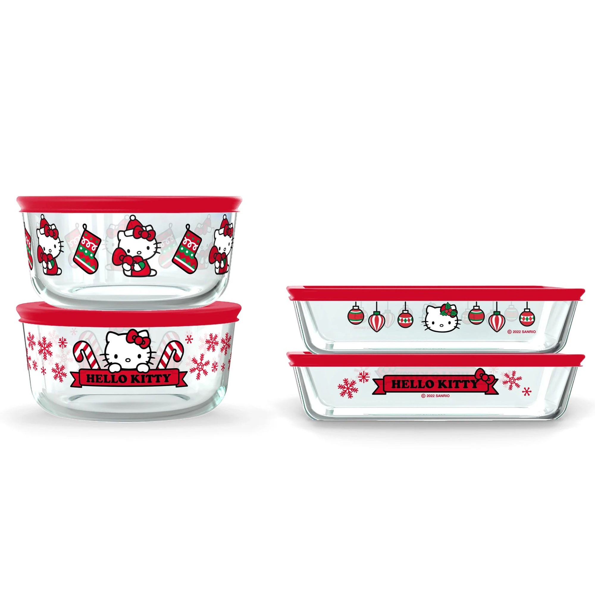 Hello Kitty x Pyrex Holiday Storage Containers (Set of 4) Home Goods Instant Brands   