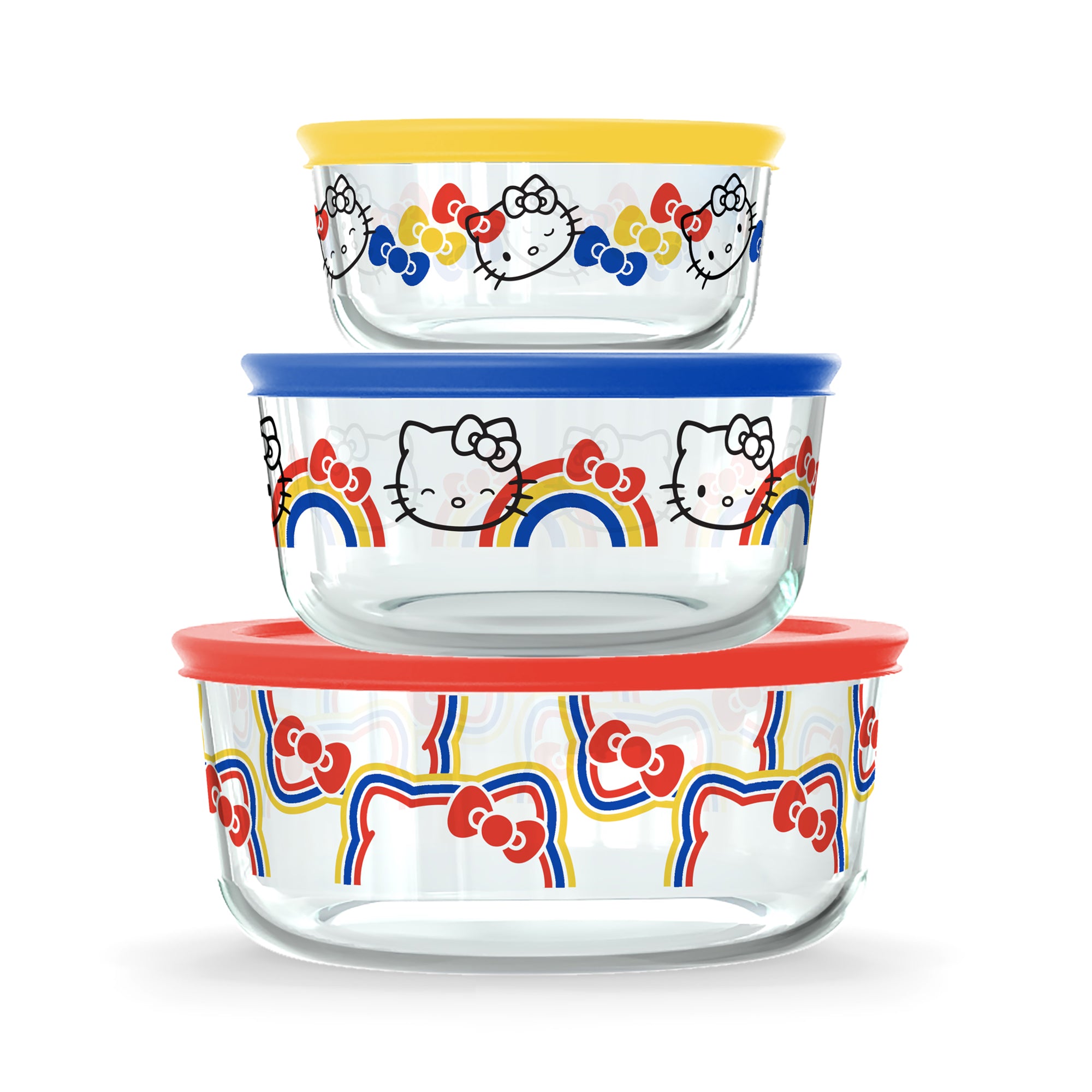 Hello Kitty x Pyrex Cheerful Vibes Glass Storage Containers (Set of 3) Home Goods Instant Brands   