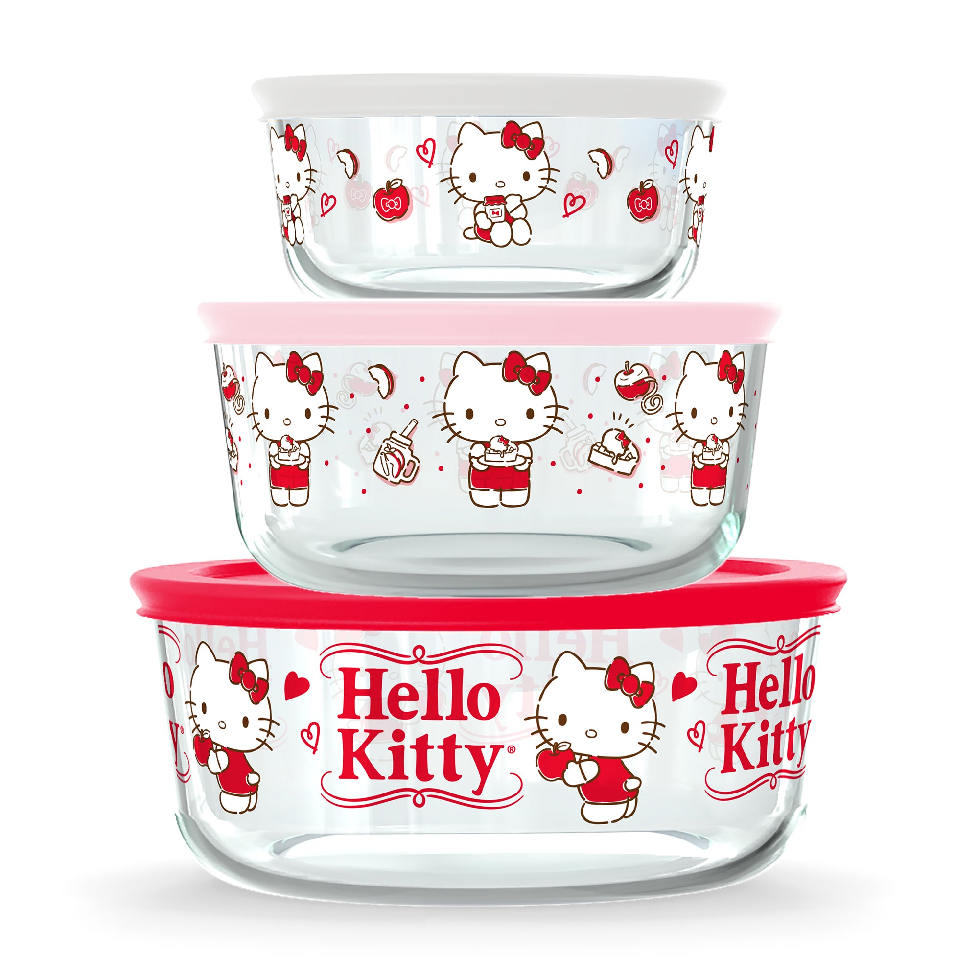 Hello Kitty x Pyrex My Favorite Flavor Glass Storage Containers (Set of 3) Home Goods Instant Brands   