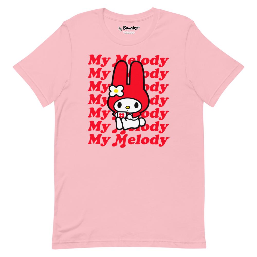 My Melody Red Logo T-Shirt Pink Apparel Printful S  
