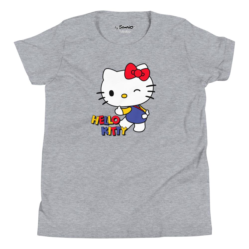 Youth Hello Kitty Primary Logo T-Shirt Heather Gray Apparel Printful S  