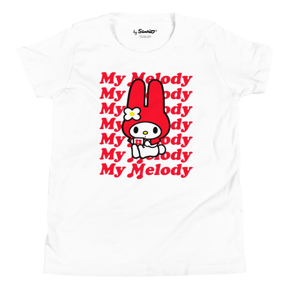 Youth My Melody Red Logo T-Shirt White Apparel Printful S  