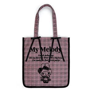 Women's Tote Sanrio Melody Kulomi HelloKitty High Capacity Cartoon Shoulder  Bags Cute Plaid Pattern Handbag Girls Birthday Gift
